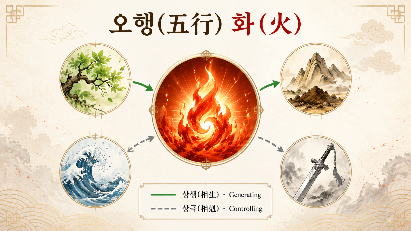 사주기초 오행 2편: 화(火)의 뜻과 상생·상극 관계 이해하기