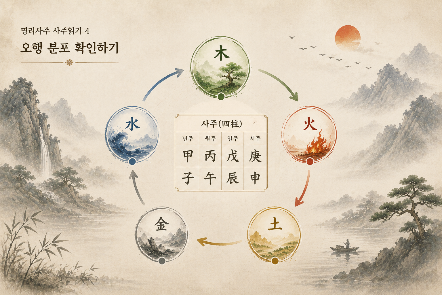 명리사주 사주읽기 4편: 오행 분포 확인하기