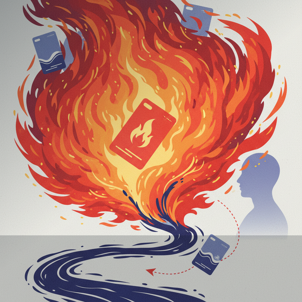 Un Gráfico Hipotético de los Cuatro Pilares con Fuerte el elemento Fuego e Insuficiente el elemento Agua